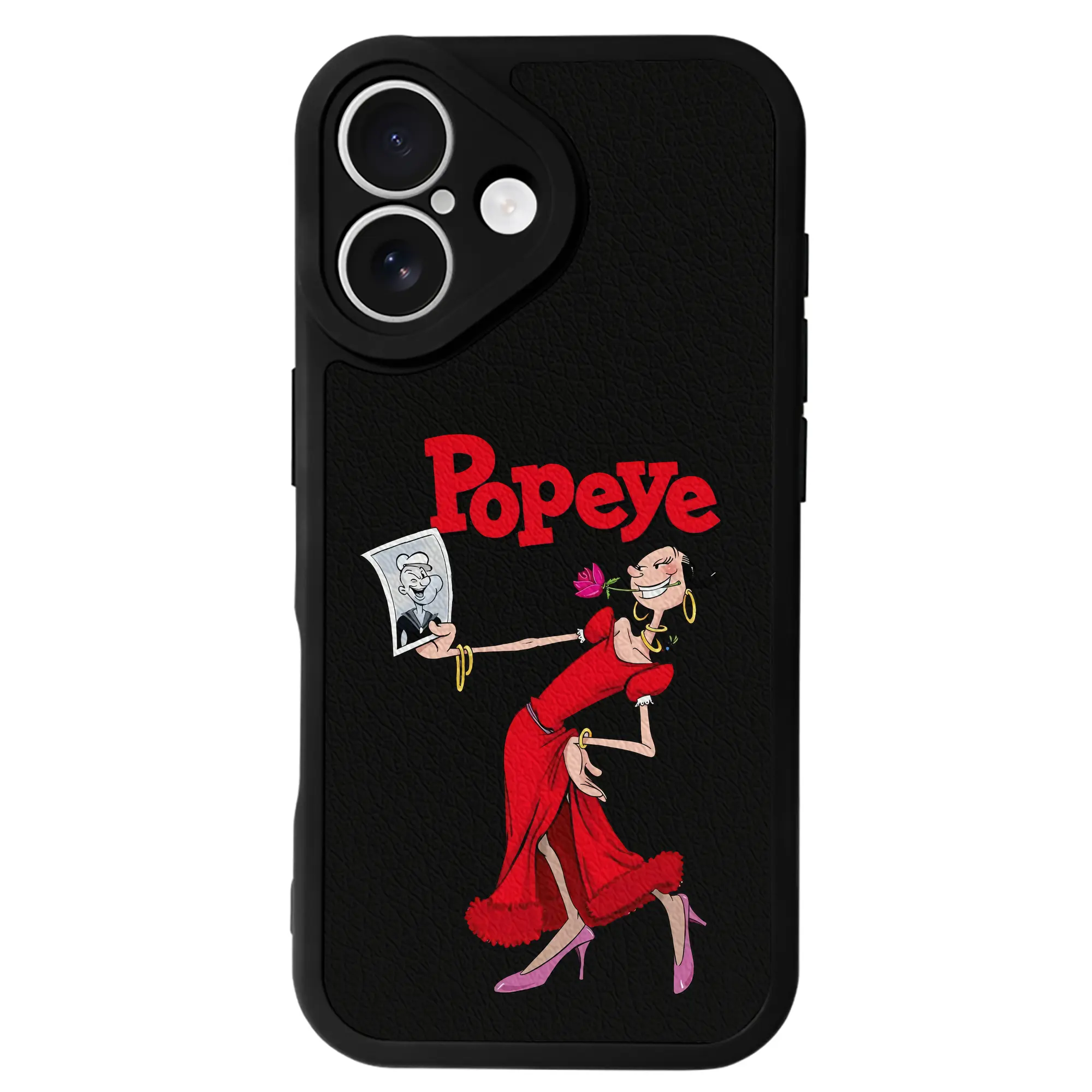 ポパイ グッズ オリーブ・オイル - IPhone 16シリーズ対応 ・ シリコンスマホケース ・ レザー調 ・ 高精度フィット ・ 耐衝撃 ・ ワイヤレス充電対応 ・ 精密カット